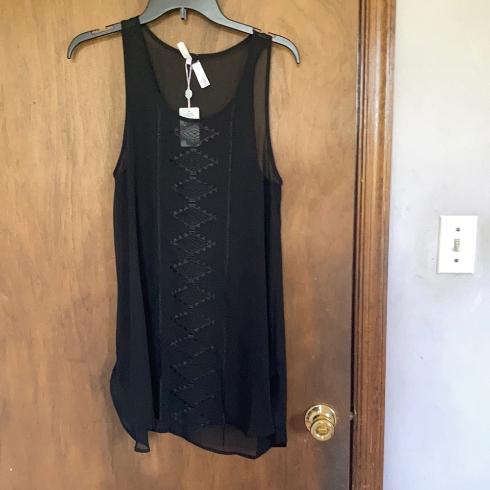 A. Che sheer boho embroidered sleeveless dress swim cover up size S